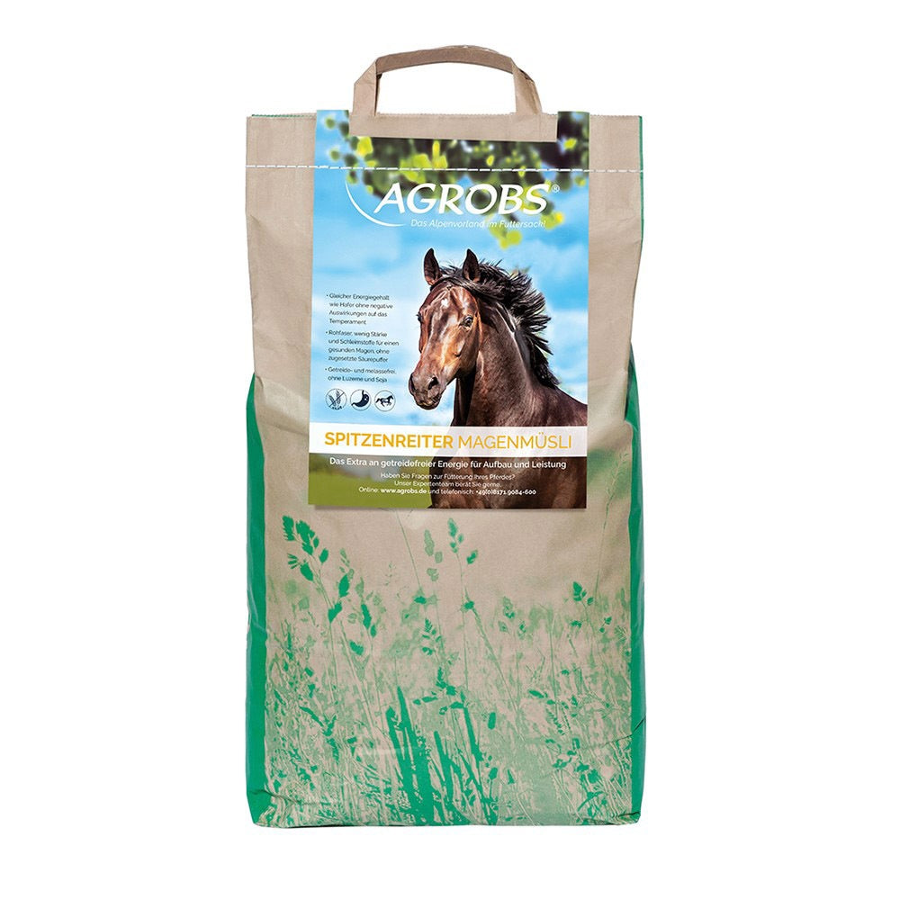 Spitzenreiter Müsli van Agrobs – graanvrije paardenmuesli boordevol vezels, geschikt voor sportpaarden en paarden met een gevoelige spijsvertering
