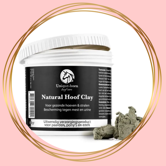 Unique-horn Natural Hoof Clay voor bescherming tegen rotstraal, urine en mest bij paardenhoeven