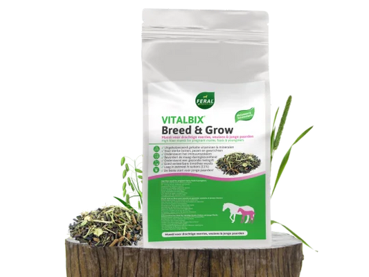 Vitalbix Breed & Grow – uitgebalanceerd krachtvoer voor groeiende en drachtige paarden