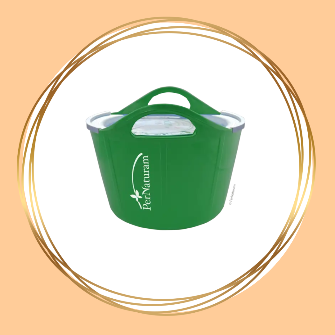 Pernaturam Voeremmer 17 liter – duurzame emmer voor het bewaren van paardenvoer, ideaal voor dagelijks gebruik en het bewaren van voer in grote hoeveelheden.
